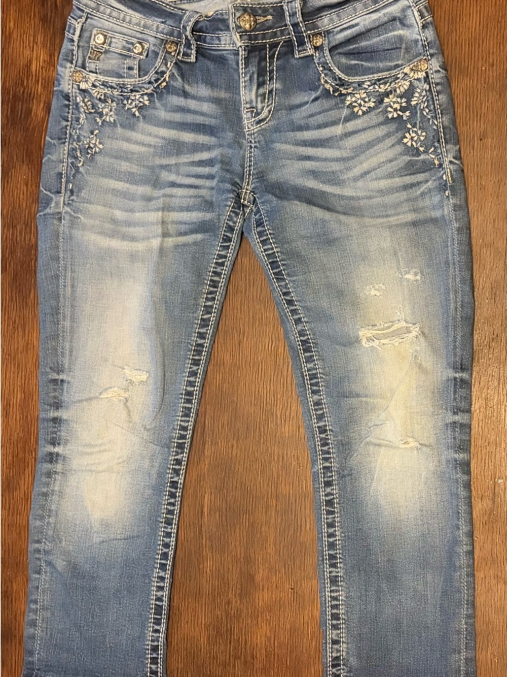 Miss Me Embellished Light Blue Distressed Women’s Jeans